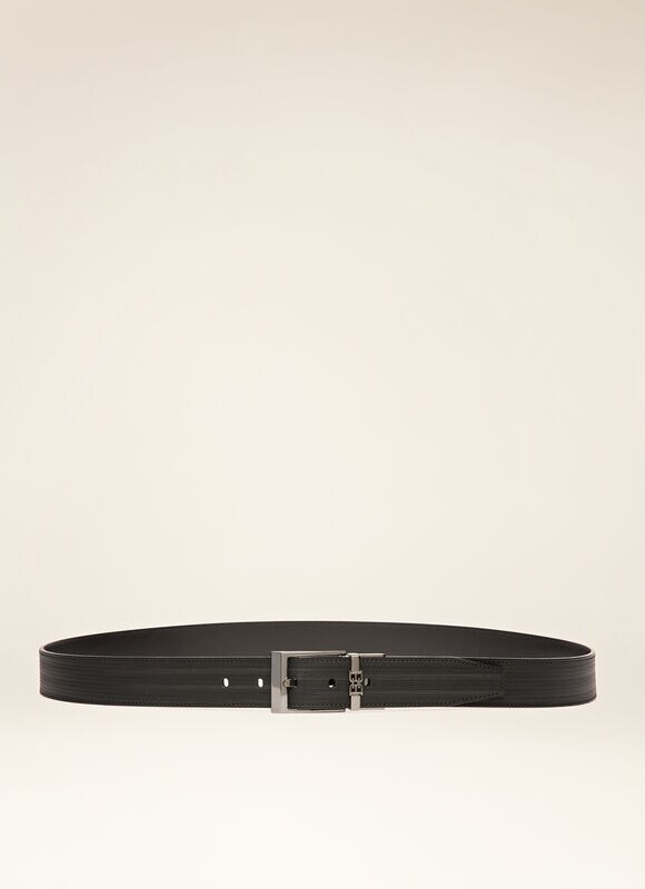 Parker| Mens Fixed & Reversible Belt | Black Leather | Bally