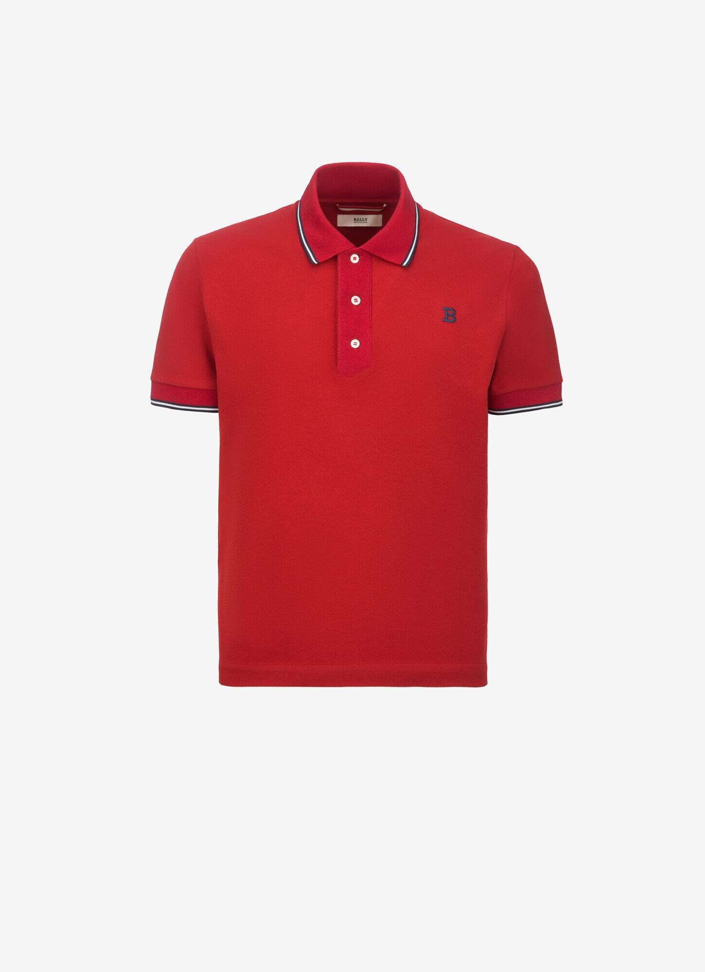Striped Neck Polo Shirt Mens Polo Shirt Bally Red Cotton Bally