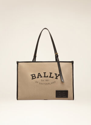 BEIGE FABRIC Tote Bags - Bally