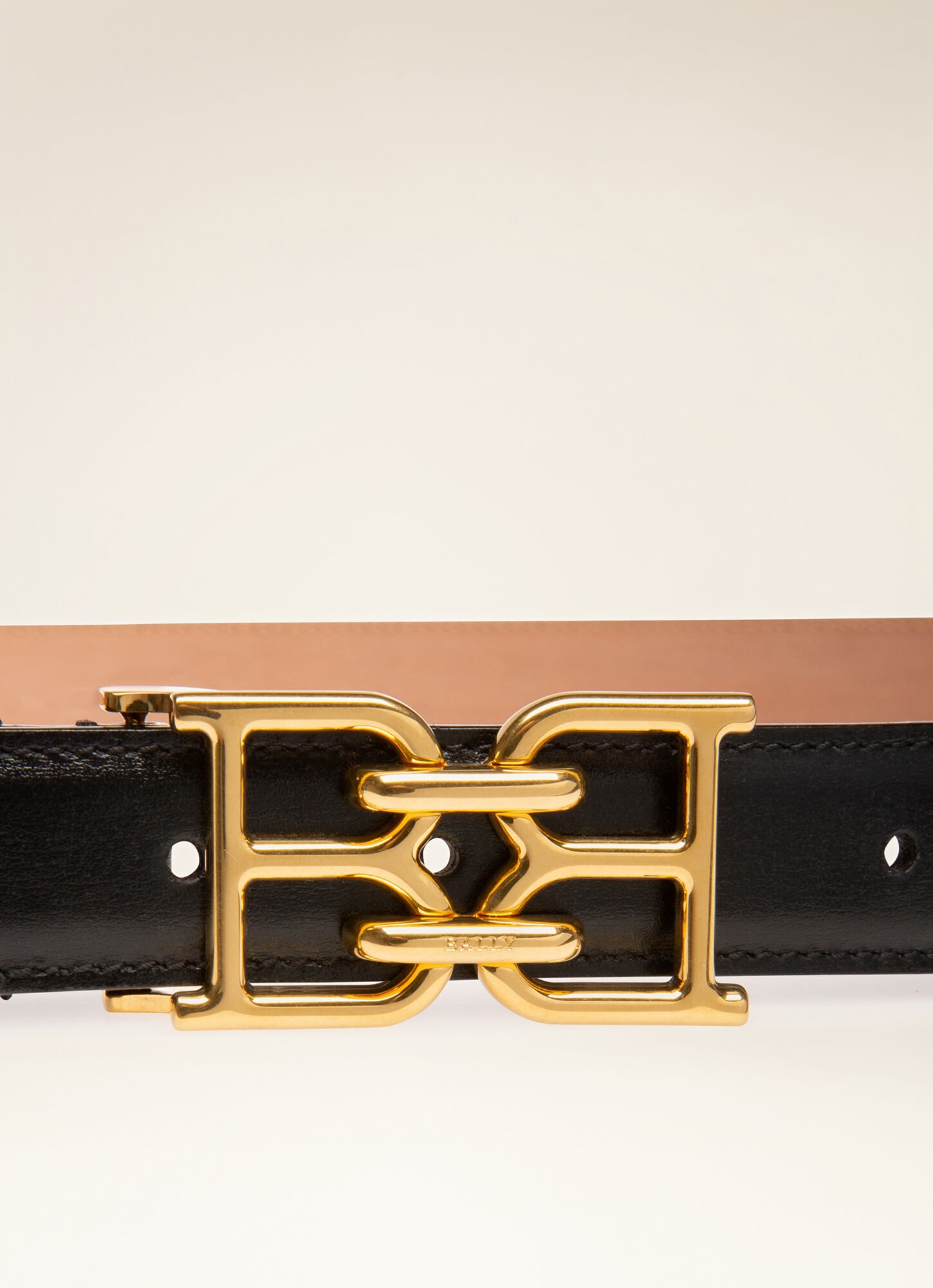Bally Bally black leather belt gold buckle 