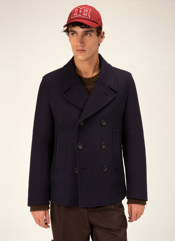 Pea Coat Mens Outerwear Navy Virgin Wool Mix Bally Pea Coat Mens Outerwear Navy Virgin, Navy Blue Wool Pea Coat