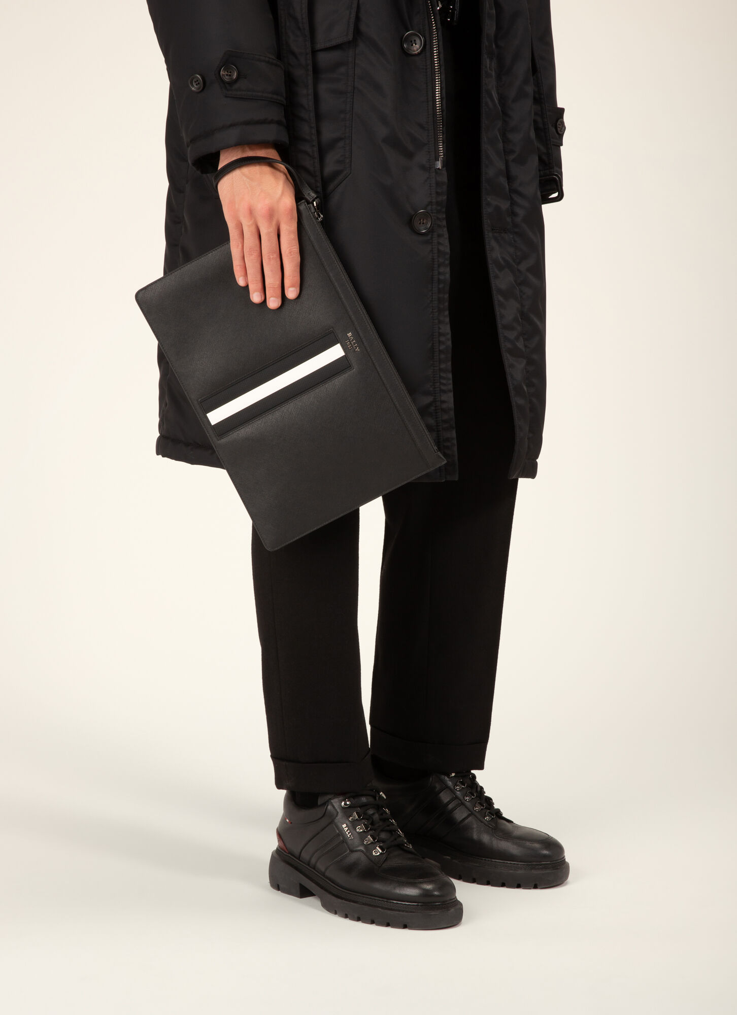14265 BALLY Bollis Recycled Leather Pouch BLACK