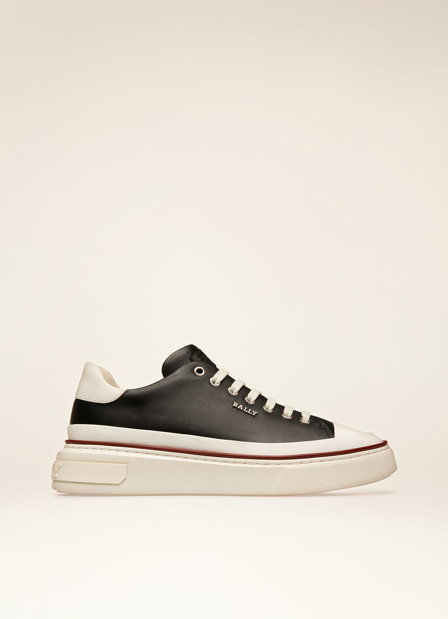 Maily | Mens Sneakers | Black & White Leather | Bally