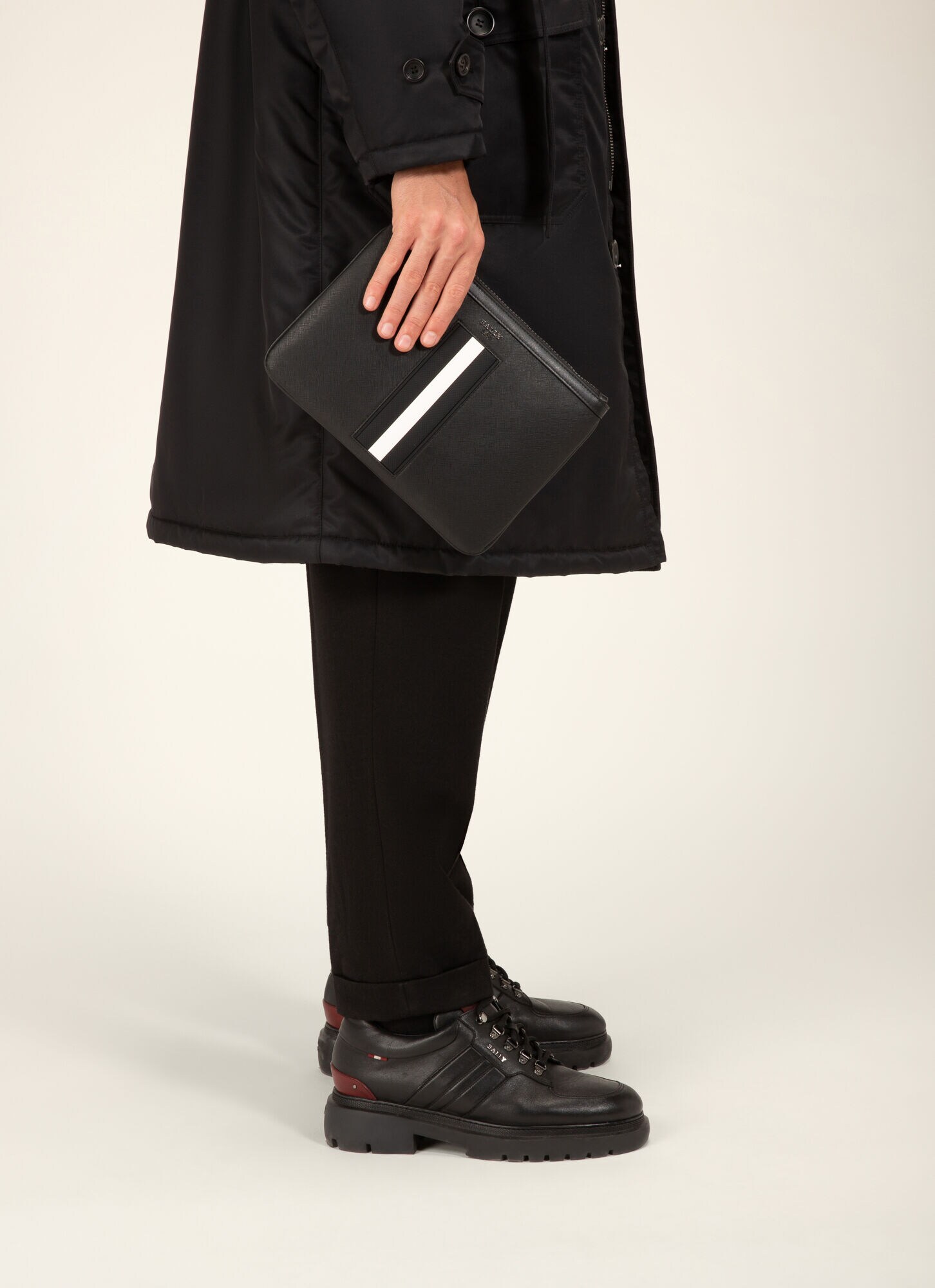 Mens Bags Pouches and wristlets Bally Enzon Leather Portfolio Clutch Bag in Black for Men 