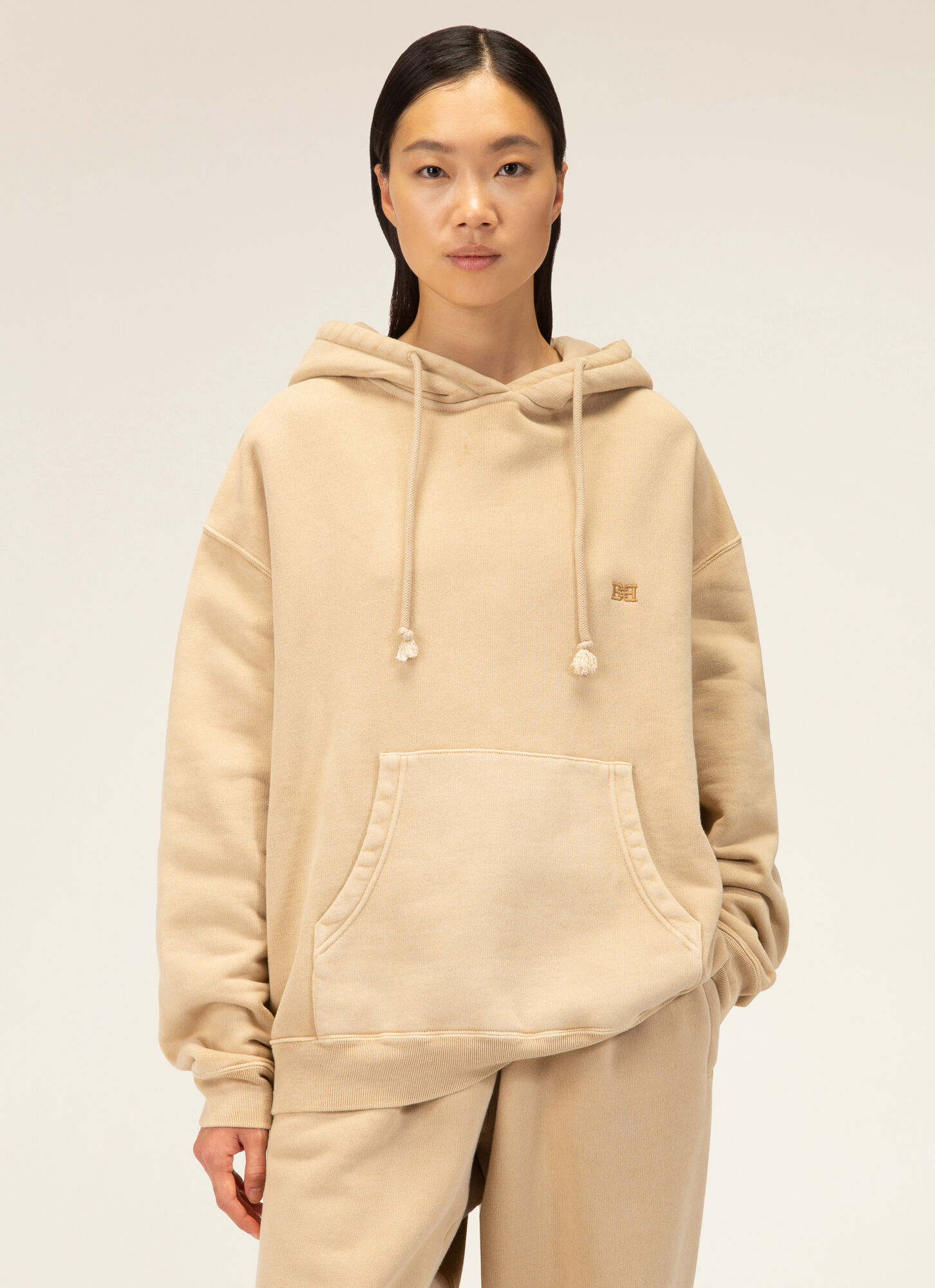 Plant-Dyed Hoodie | Womens Top | Natural-Dye Beige Cotton | Bally