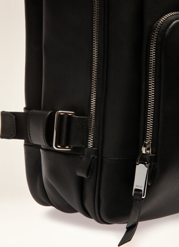 Veltan | Mens Luggage Backpack | Black Coated Canvas & Leather | Bally