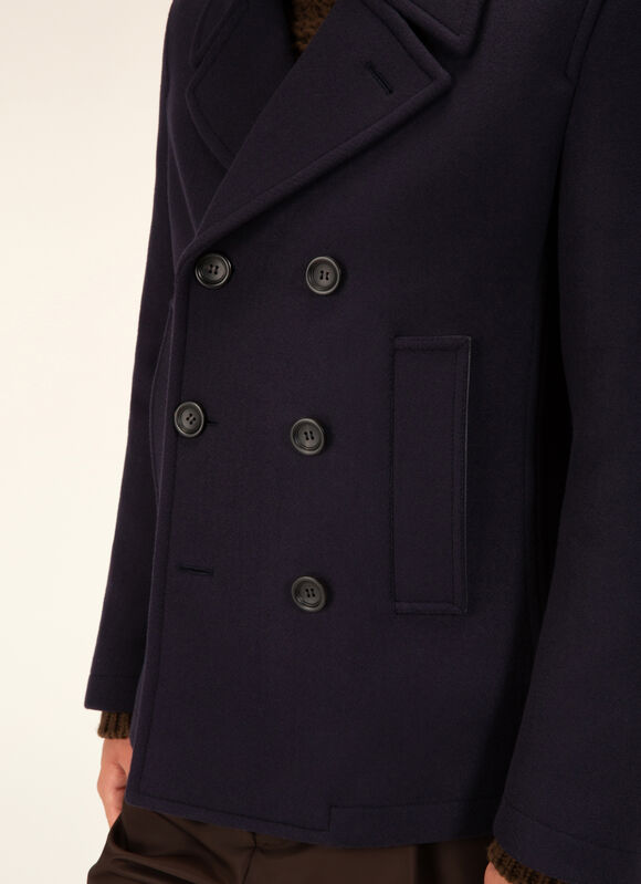 Pea Coat Mens Outerwear Navy Virgin Wool Mix Bally Pea Coat Mens Outerwear Navy Virgin, Navy Blue Wool Pea Coat