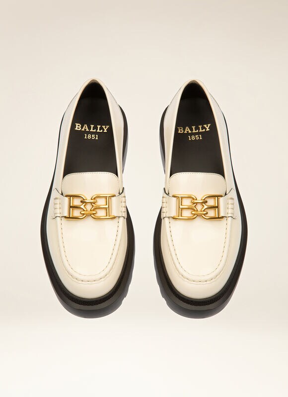 Gioia Flat | Womens Moccasins | White Leather | Bally
