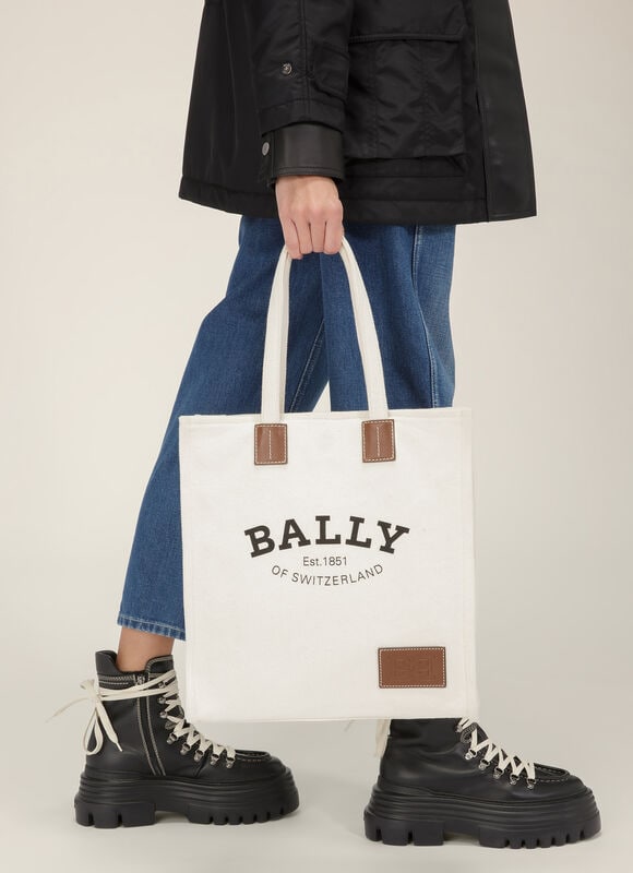 BROWN FABRIC Tote Bags - Bally