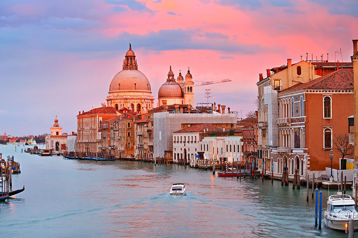 Sunset over the dome of Basilica di San Marco