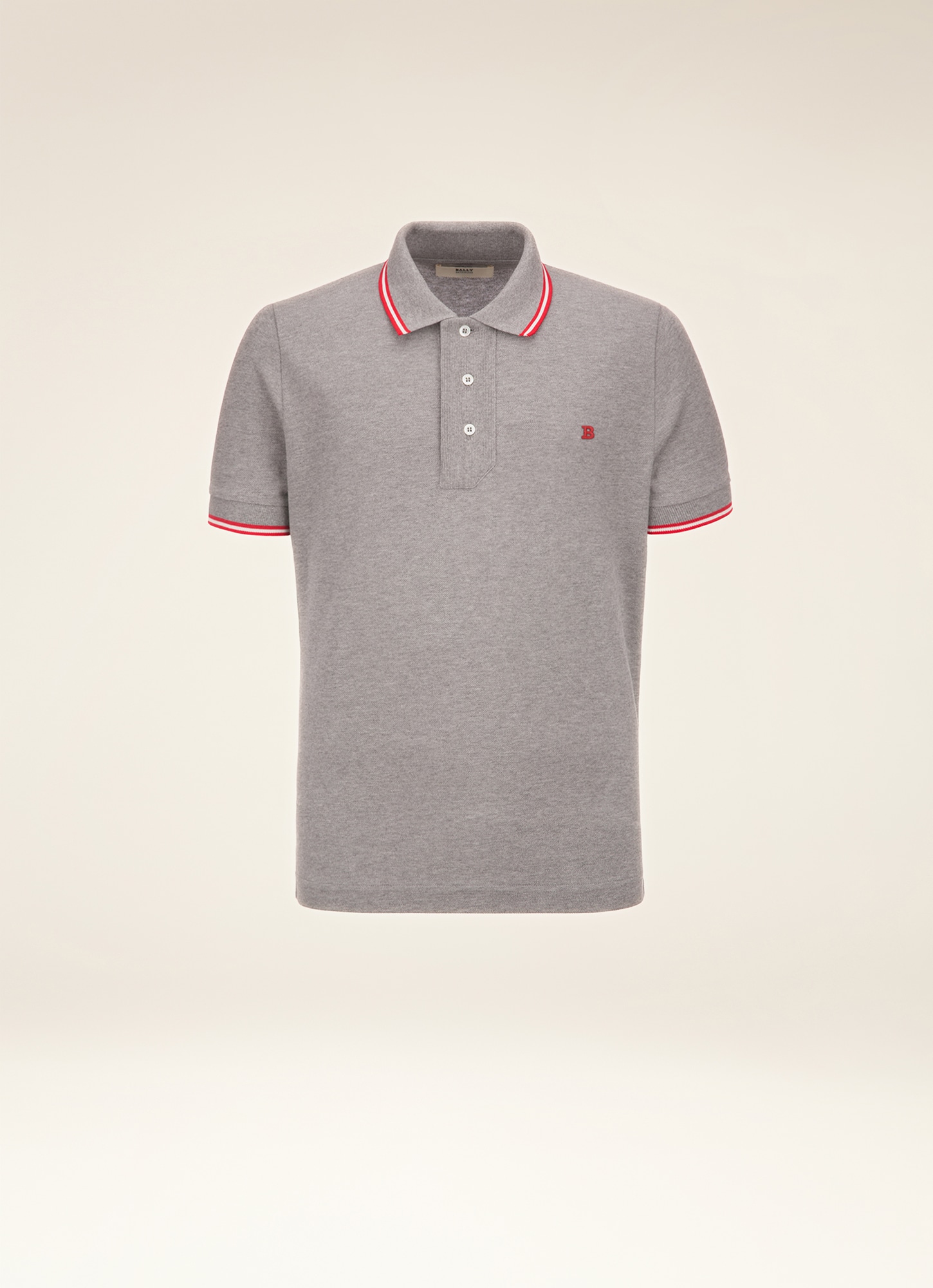 Striped Neck Polo Shirt| Mens Polo Shirt | Grey Cotton | Bally